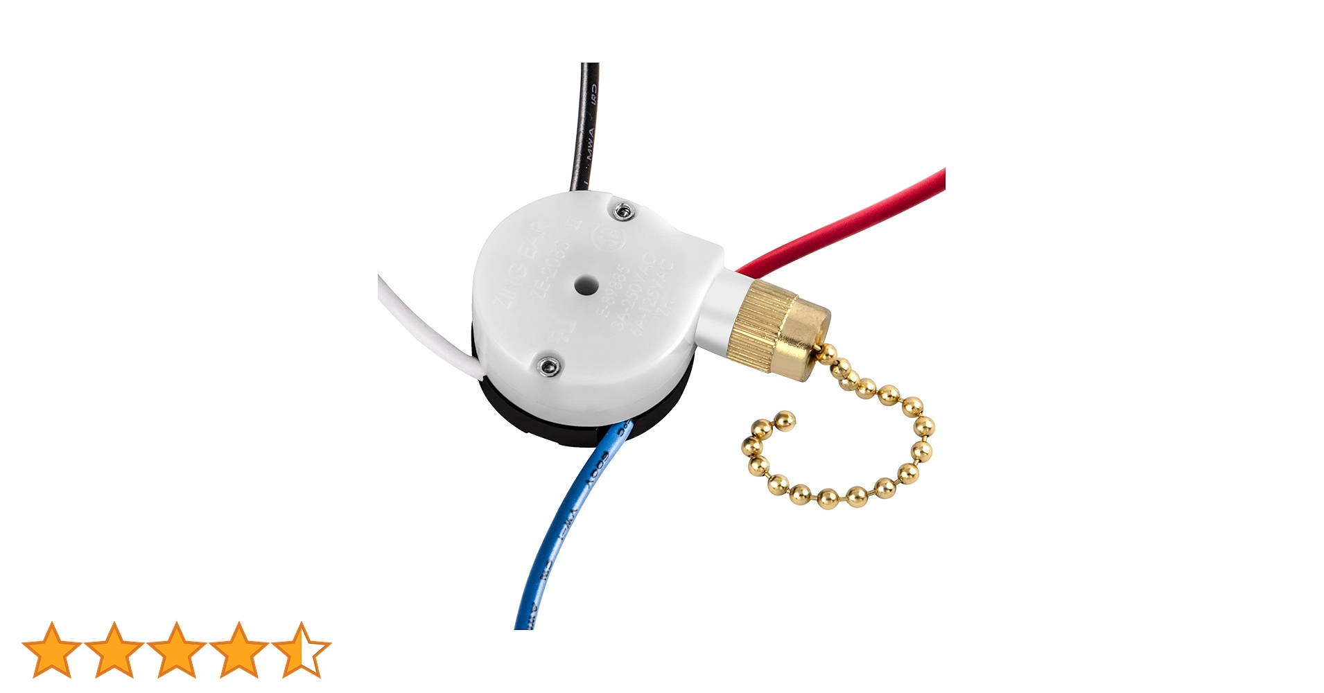 Ceiling Fan Switch 3 Speed 4 Wire, ZE-208s Zing Ear E89885